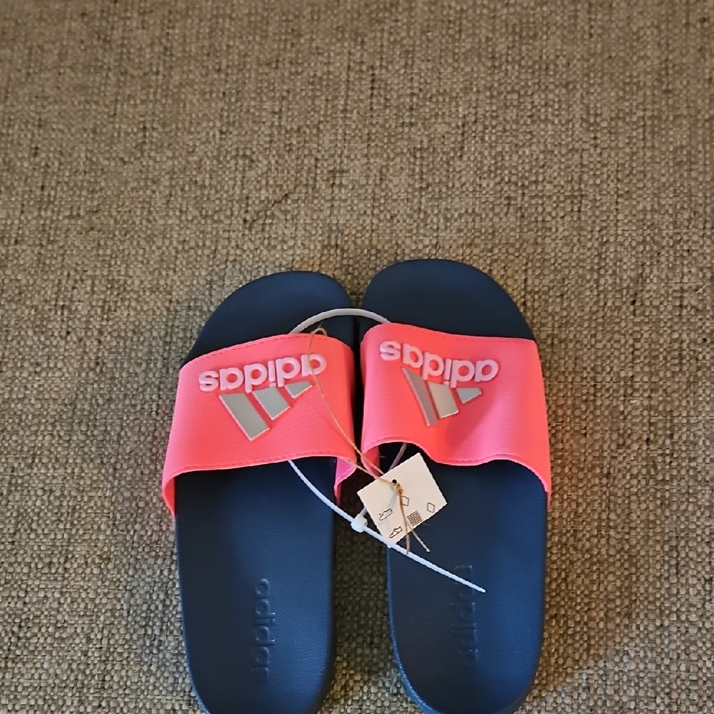Adidas Pink and Navy Slides